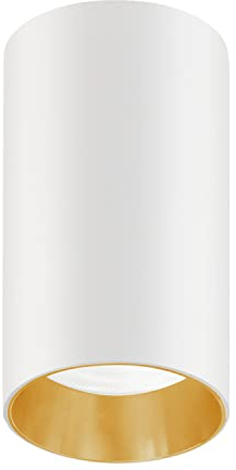 Maclean MCE458 Ceiling Spotlight Cover Round Tube Surface Mounted Luminaire Led Halogen Light GU10 (White/Gold)