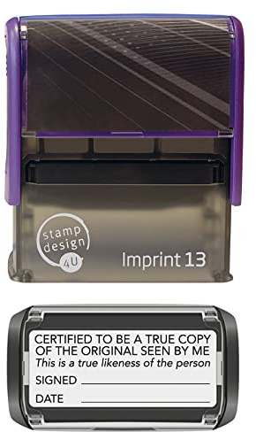 Certification Stamp Certified True Copy/True Likeness of The Original Stamp, Legal Self-Inking- Black Ink
