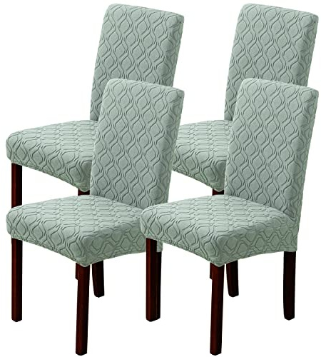 LANSHENG Stuhlhussen 4er Set, Stretch Stuhlbezug Schwingstühle, Salbei Grün