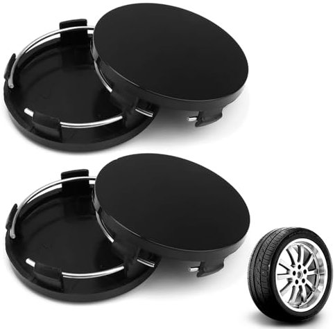 4 Stück Universal ABS Nabenkappen in Schwarz für Alufelgen, Nabendeckel 60mm, Felgenkappen, Radnabendeckel, Radnabenkappen, Auto Zubehör für Radnaben, Hochwertige Radkappen