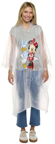 Disney Mickey Mouse Rain Poncho Hoodie Print Unisex Adult (Minnie Mouse & Daisy Duck)