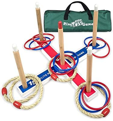 Jeu de lancer à anneaux - Plaisir de vacances pour l'intérieur ou l'extérieur pour adultes et famille - Facile à installer et compact à transporter
