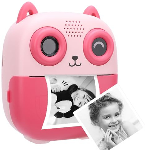 Kids Camera Instant Print, 1080P HD Dual Lens Selfie Digitalkamera 48MP Videokamera Termo Printing, 2,4 Tums Skärm, Music Game Play 1300mAh Batteri (ASHATA69n1y0qggk-11)