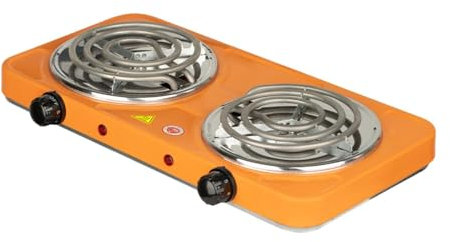 LOVIVER Plaque de cuisson électrique à double brûleur pour comptoir, brûleur spiralé, avec voyants lumineux, plaque de cuisson pratique, 2 plaques chauffantes