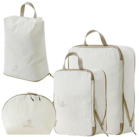 Valise d'organisateur rétractable, Seau de Compression 4 en 1, Sac d'organisateur de Voyage, Sac à Dos d'organisateur de Voyage. Organisateur de Sacs de Voyage, vêtements, cosmétiques-Beige
