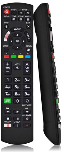 Ersatz Panasonic TV Fernbedienung, Universelle Panasonic Fernbedienung Fernseher für alle HD LCD LED Plasma Viera Smart TV mit Netflix/My APP/Viera Link-Tasten, Replace N2QAYB000487 Models