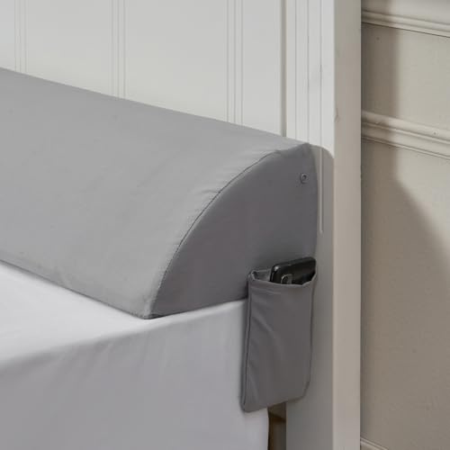 VEVOR Coussin Remplissage Tête de Lit Taille King, Coussin Comble Espace Entre Tête de Lit et Matelas de 0-127 mm, Cale-tête en Mousse à Haute Densité 25D, avec Poche Latérale, 1930x200x152 mm, Gris