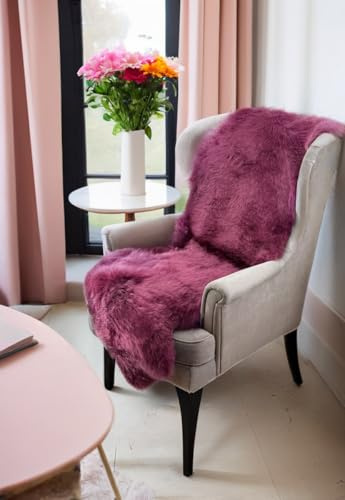 Hollert Alfombra de piel de cordero cosida con 2 pieles, color lila