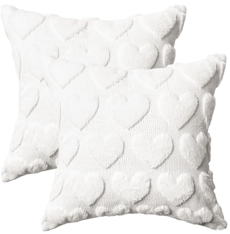 Artoid Mode Set di 2 federe per cuscino in morbida pelliccia artificiale, a forma di cuore, per San Valentino, 40 x 40 cm, in velluto, decorazione per la camera da letto