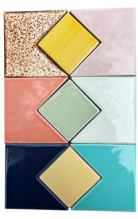 Piastrelle Decorative Moderne, Mattonelle Multicolore in Ceramica, 20 x 30 cm, Set da 8 Pezzi per Rivestimento, 0,48 mq