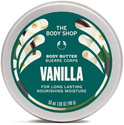The Body Shop Vanilla Body Butter, Rich Hydrating Moisturiser, 50ml | Travel-Size Body Butter, Community Fair Trade Shea Butter from Ghana, Up to 96 Hours of Hydration