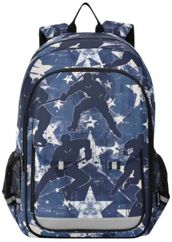 Mnsruu Sac à dos décontracté pour garçons et filles Motif silhouette de joueur de hockey sur glace