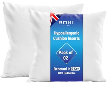 Rohi Set of 2 Hypoallergic Cushion Inner Pads (Pack of 2) 18 x 18 (45cm x 45cm) Cushion Insert Decorative Square Pillow Stuffer for Sofa Couch Cushions