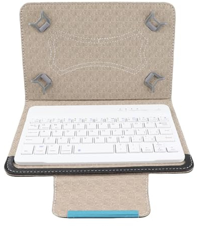 VBESTLIFE Teclado Inalámbrico Bluetooth +7 '' Funda Protectora Universal de la PU del Ordenador Portátil para Tableta Android/iOS Prueba de Polvo, Impermeable