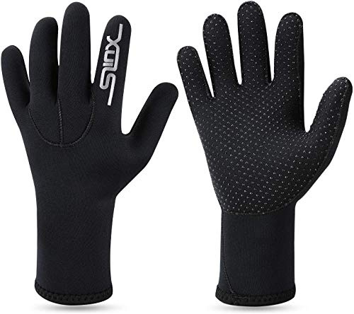 QKURT Guantes de Neopreno de Neopreno de 3 mm: Guantes de Buceo cálidos, Guantes de Buceo de Cinco Dedos para Uso en Adultos, Buceo, Surf, Kayak, Snorkel, Vela, canotaje