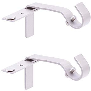 Kenney Fast Fit 5/8 No Measure Curtain Rod Brackets, Brushed Nickel, 2 Count (Pack of 1)