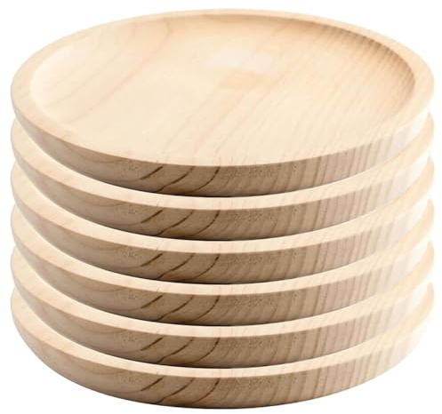 Space Home - Platos para Pulpo de Madera - Plato para Pulpo - Plato de Quesos - Plato de Madera - Set de 6 - Diámetro 22 cm