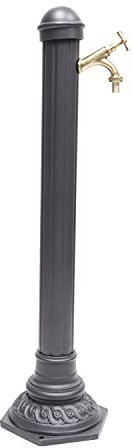 Fontaine à colonne modèle Pandora en fonte et aluminium pour maison, jardin et robinet en laiton finition au choix (Bruni)