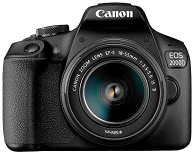 Canon EOS 2000D DSLR Camera and EF-S 18-55 mm f/3.5-5.6 IS II Lens, Black (Renewed)