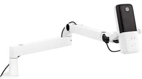 Elgato Wave:3 White Mic with Mic Arm Low Profile, Fully Adjustable with Cable Management Channel, perfect for Podcast, Streaming, Gaming, Home Office, Free Mixer Software, Plug & Play for Mac, PC