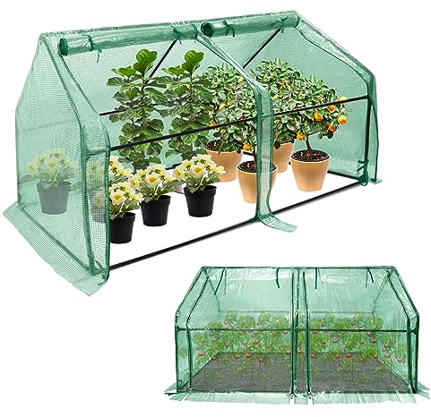 ACXIN Gewächshaus, Foliengewächshaus Tomatenhaus Frühbeet, Niedrig, Spitzdach, UV-beständige, Wasserdicht Pflanzenhaus für den Tomaten Gemüse 180 x 90 x 90 cm, Grün