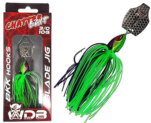 Angel-Berger Wild Devil Baits Blade Jig Chatterbait Spinnköder Chatter Bait Kunstköder Barsch Hecht Zander (Purple Chartreuse)