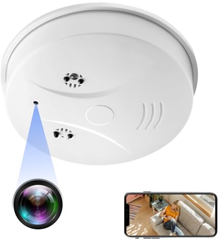 Yadayuki Caméra Cachée WiFi, 2,4G/5G WiFi Caméra Espion Détecteur de Fumée, HD 1080P Mini Caméra Espion, Enregistreur Surveillance sans Fil avecVision Nocturne Détection de Mouvement