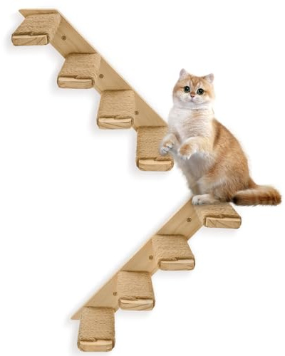 Cat & Wall Shelves Stairs with Sisal Rope - Cat Wall Steps/Ladder Furniture & Supplies (Catstairs 2Pack-4Steps)