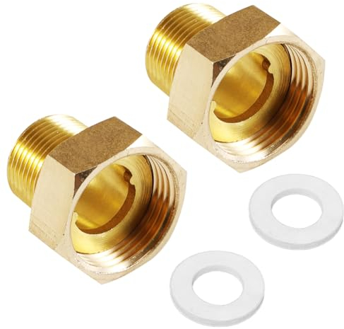 Lot de 2 raccords de pompe DN 25 pour compteur d'eau, écrou de raccordement 1 x filetage extérieur 3/4, en laiton avec joints pour pompe de circulation de chauffage