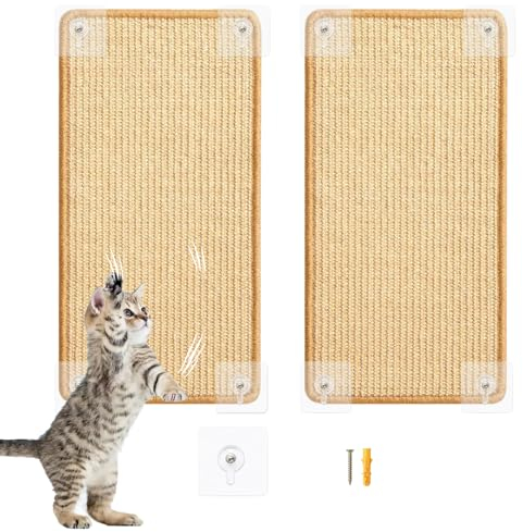 Kratzmatte Katze 40 * 60cm, 2 Stück Sisal Kratzbrett Wand, Kratzwand für Katzen, Kratzbretter, Kratzschutz Sofa für Möbel Tür
