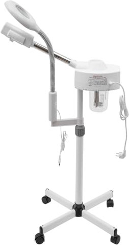 HuKaiL Vaporizador Facial 2 en 1 de 750 W, 220 V, Altura Ajustable con Giro de 360 Grados y Luz LED, Sauna Facial con Lupa Blanc, Hidratante, Penetrante