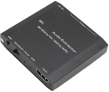 HDMI Audio Extractor, HDMI to Optical SPDIF + 3.5mm AUX Audio Converter Adapter Splitter Support 8K@60Hz, 4K@120Hz, EDID Setting, Support HDCP Digital DTS 5.1 LPCM2.0