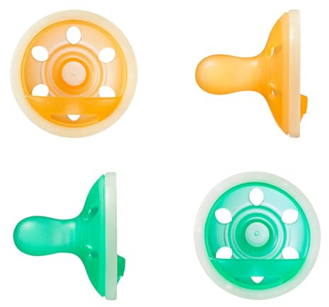 Tommee Tippee Chupete Breast-like Night Glow, 0-6m, paquete de 4, diseño ligero de silicona de una sola pieza