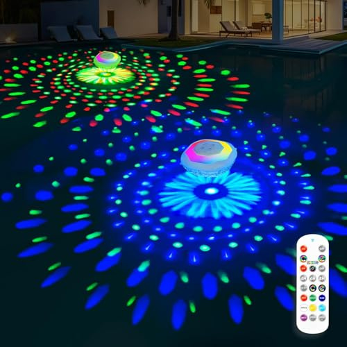 Niceput Floating Pool Lights, Pool Lights with Remote,Pool Light That Float IP68 Waterproof, Color Changing Swimming Pool Lighting,Pool Floating Light for Inground Above Ground Pools-2PCS