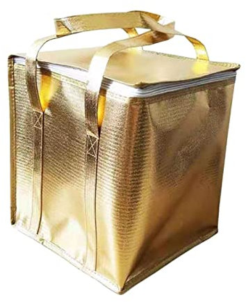 JECOMPRIS Isolierte Thermotasche mit Doppelreißverschluss und Goldfutter für Lebensmittel für Lieferpicknicks