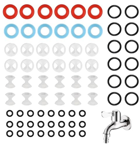 72 Pcs Mixer Tap Washers for Kitchen Sink,Tap Washers for Mixer Taps,O Type Sealing Rubber Ring,Perfect for Leaky Faucet Repair and Replacement in Bathrooms,Kitchens and Offices
