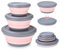 Goxiry Ciotola pieghevole con coperchio 3 pezzi Ciotola da campeggio pieghevole Ciotola per insalata portatile Ciotola rotonda in silicone per cucina campeggio escursionismo scuola all'aperto rosa