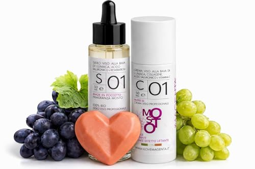 Kit Bava di Lumaca e Acido Ialuronico 98% 3 in 1 | Siero + Crema Viso Antirughe + Detergente Solido - Set Skincare Viso Completo con Vitamina C, A, E, B3 Antiage