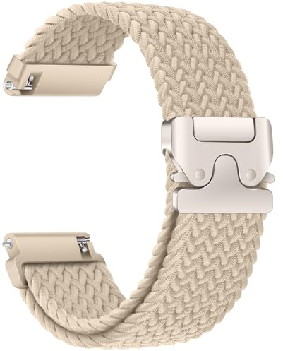 RUIMAYA Flätat band, 20 mm snabbfrigörande klockarmband mjuk nylonrem med justeringsspänne kompatibelt andningsbart med de flesta smartklockor och klassiska armbandsur
