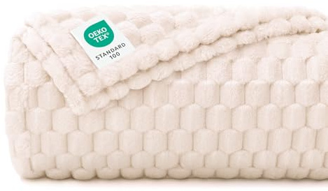Luciphia Soft 300GSM Fleece Pet Blanket for Small Medium Large Dogs Washable 3D Textured Flannel Cat Puppy Decorative Furniture Protector Throw Durable White, M(30''x20'')