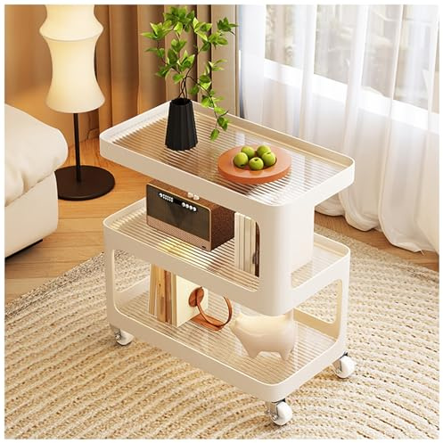 Carrito rodante de 3 niveles con parte superior de vidrio, barandillas elevadas, ruedas giratorias de pintura para horno de alta temperatura con freno para el hogar, solución de almacenamiento para el