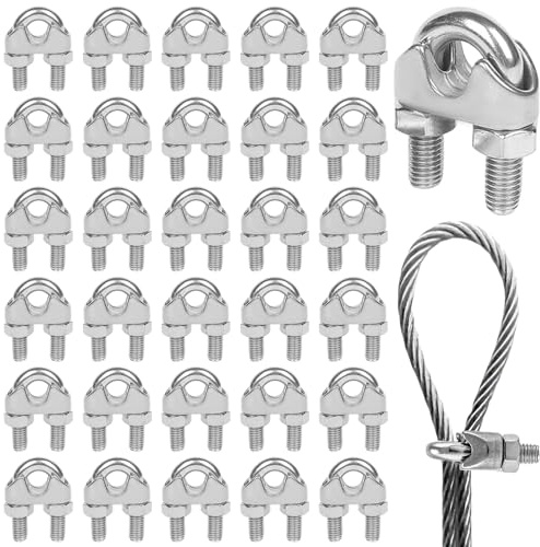 30 Stück Drahtseilklemmen 4mm, Edelstahl Seilklemme M4 Seilklemmen 4mm Drahtseilklemmen Bügelseilklemme U-Bolzen Seilklemme Edelstahl 304 für Stahlkabel Draht Seil