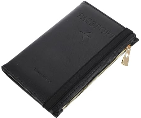 KESYOO Pu Passport Cover and Business Card Holder Rfid Blocking Storage Wallet for Travel, Black Short Sleeve Certificate and Gate Pass Protector