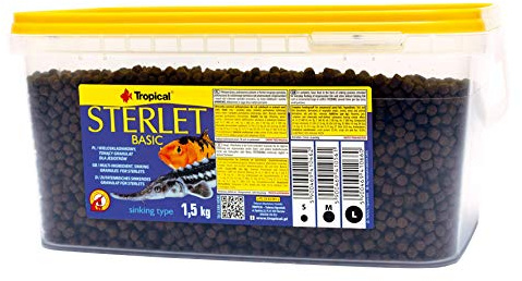 Tropical sterletts basic storlek: m-Sinking granulat - Bottom Füttern Fisch, Eimer 3L/1 500 g
