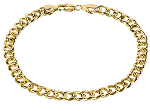 kelistom Gold Cuban Link Anklet Bracelet for Women Men, 7mm Wide 14K Gold / 18K Gold/White Gold Plated Diamond Cut Curb Chain Ankle Bracelets for Women Men 9 10 11 inches