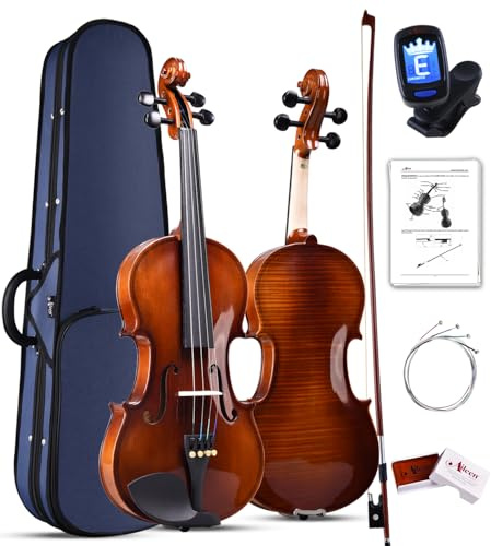 Aileen Violín Set Tamaño 4/4 para Principiantes Profesionales con Estuche Rígido, Afinador, Manual del Usuario, Cuerdas y Resina
