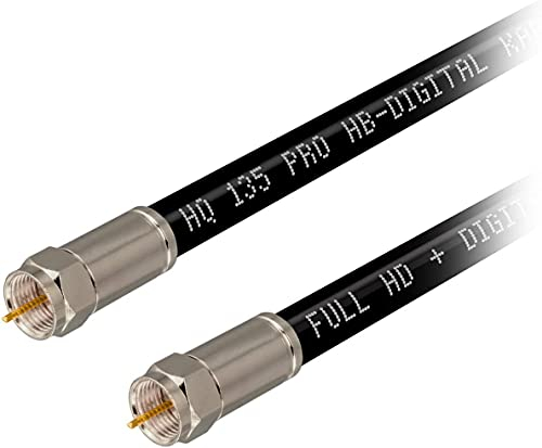 50m HB-DIGITAL HDTV SAT Antennenkabel 4-Fach geschirmt max 135dB Stahl-Kupfer Anschlusskabel RG6 Koax mit Kompressionssteckern vernickelt Koaxial Kabel 1080p Full HD 3D UHD Ultra 4K F-Stecker schwarz