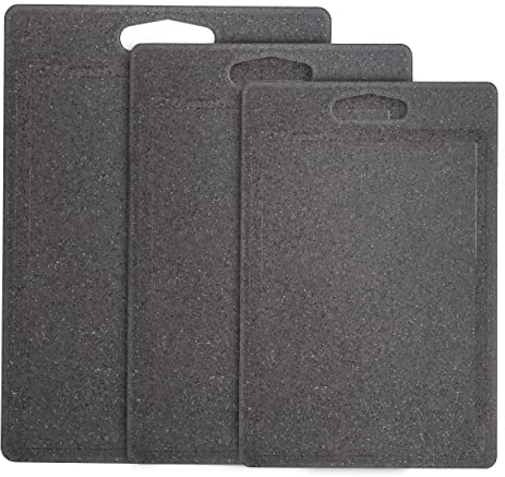 Plastic Chopping Board Set for Kitchen by Harcas. 3 Piece Cutting Boards Worktop Saver Protector. Best for Cutting and Slicing Vegetables, Fruit, Meat and Cheese. Dishwasher Safe