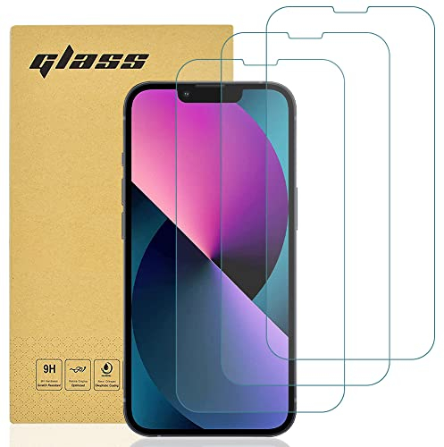 gueche Protector pantalla [3 Piezas] para Phone 14, Phone 13 y iPhone 13 Pro, Cristal templado película de vidrio, 9H 0.33 mm [Garantía de por vida][Anti-rasguño][Anti-rotura][Sin burbujas]