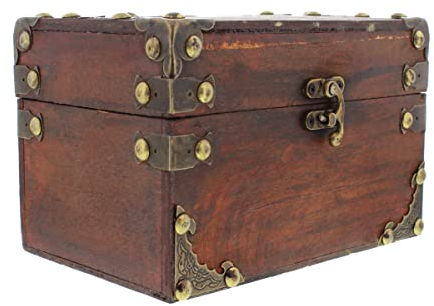 Historia Piraten-Schatz-Kiste I 18 x 11,5 x 12 cm I Holz-Truhe mit Schwenk-Schloss I Vintage Style